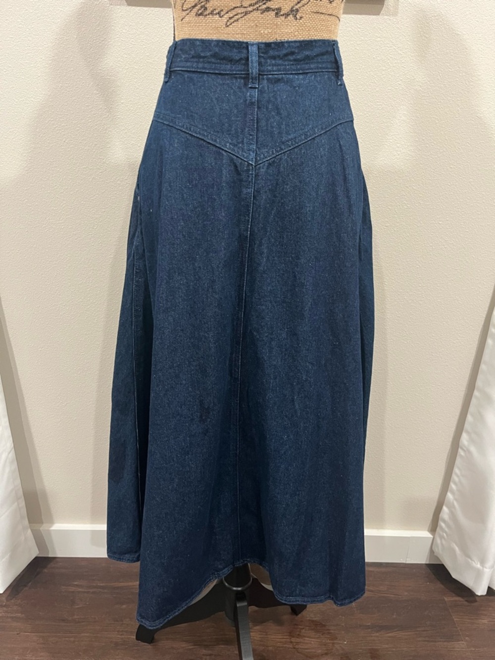 Vintage 80s Gloria Vanderbilt Dark Washed Denim Pleated Long Skirt Sz 8 Med - Picture 5 of 12